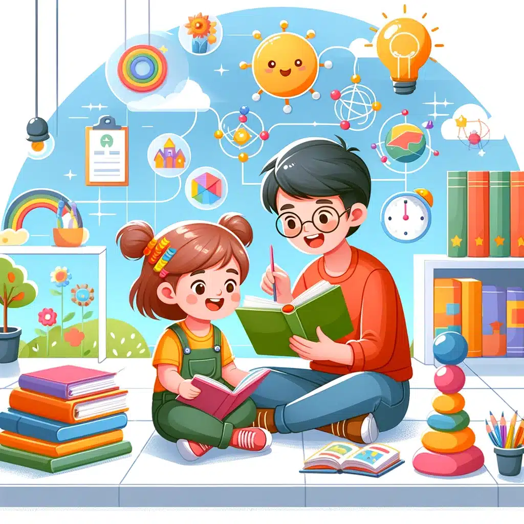 Child engaging in interactive reading activities with a supportive adult.